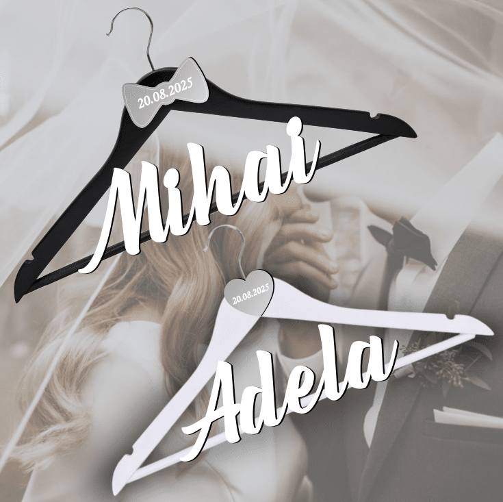 Set umerase personalizate nunta, Alb/Negru