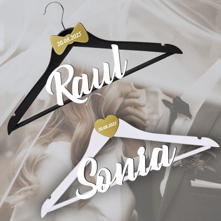 Set umerase personalizate nunta, Alb/Negru - imagine 2