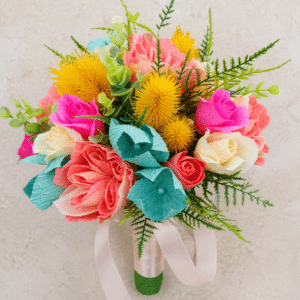 buchet nunta colorat flori hartie flori uscate