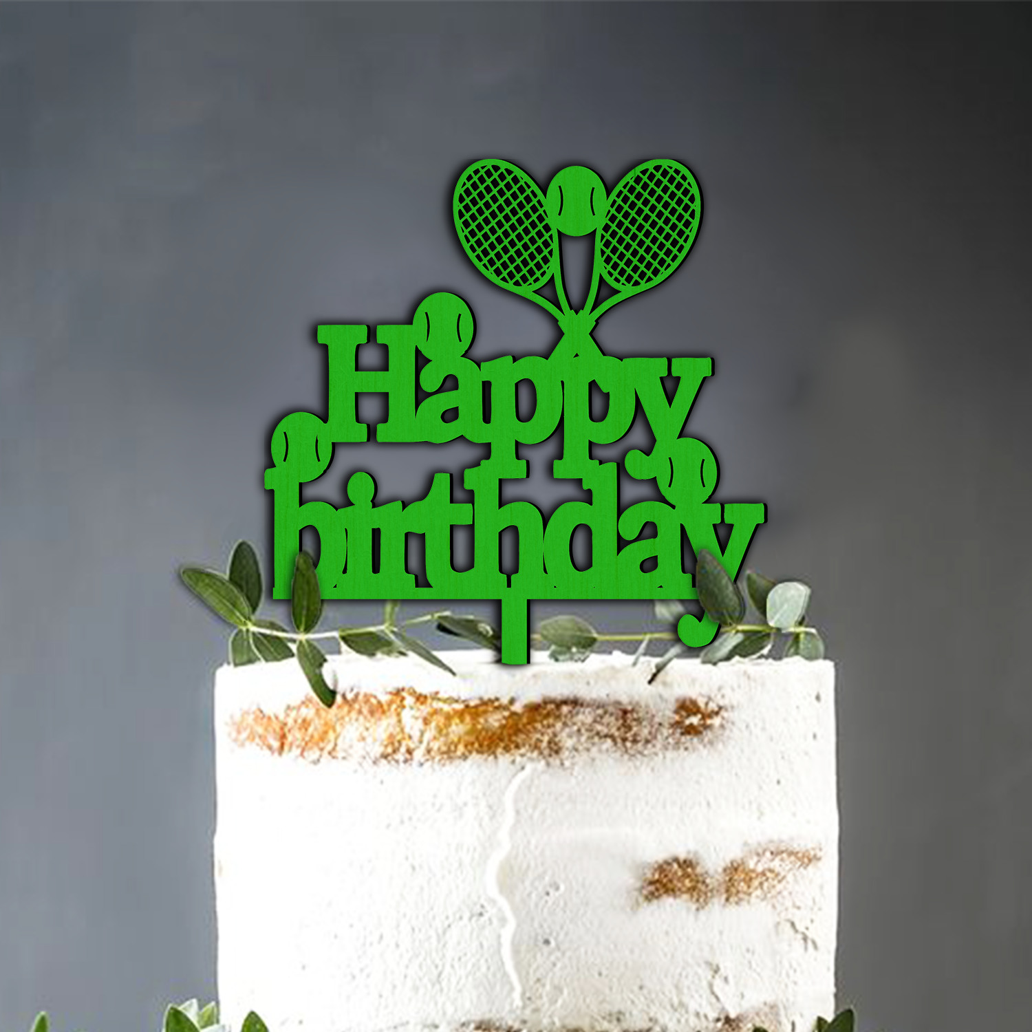 Cake Topper Aniversare, Happy birthday, Tenis - imagine 3