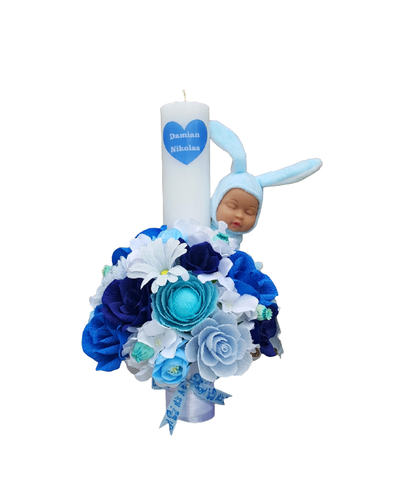 Lumanare personalizata Botez Bebe Iepuras