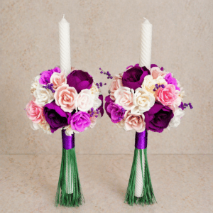 set 2 lumanari nunta spiralate 60 cm aranjament sferic