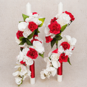 set 2 lumanari nunta H60 aranjament flaral spirala