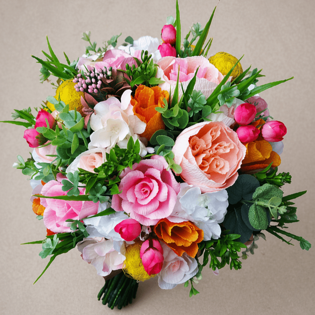 Buchet Mireasă Multicolor cu Aspect Natural - imagine 2