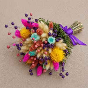 Alternative view of Buchet Nuntă din Flori Uscate Multicolor, Buchet Cununie Civila