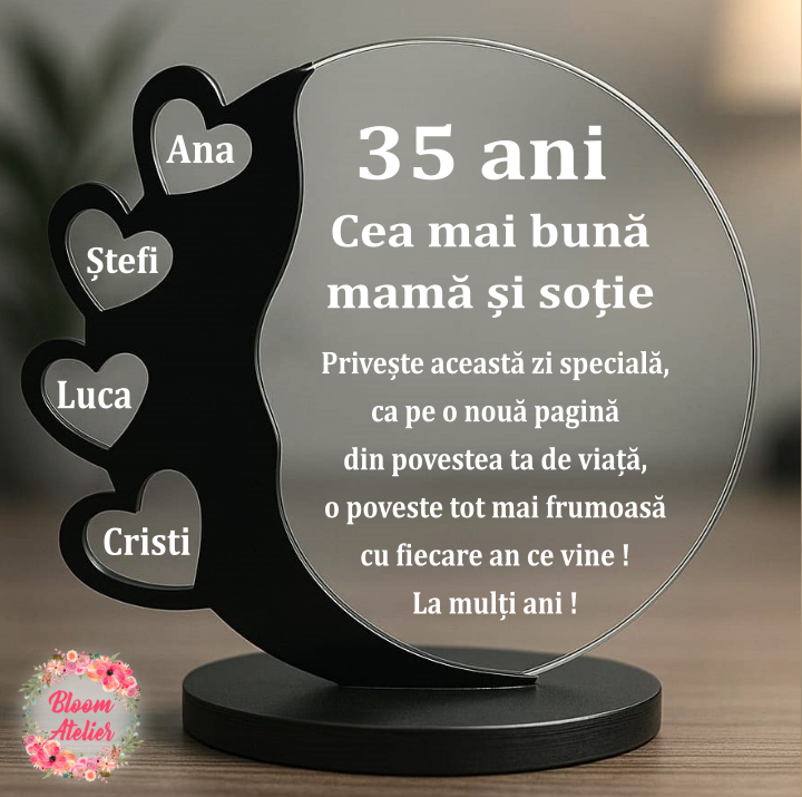Placuta Trofeu Personalizat, Cadou aniversare Sotie-Mama