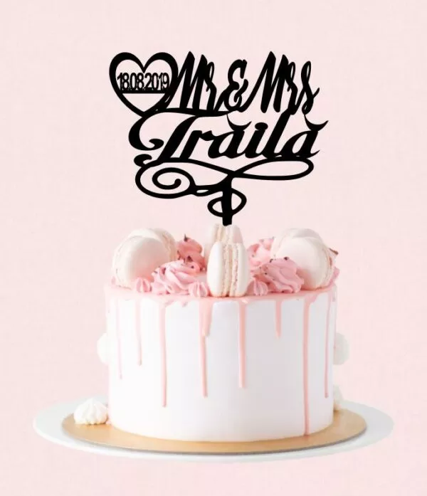 Cake Topper Nunta Mr Mrs - imagine 3