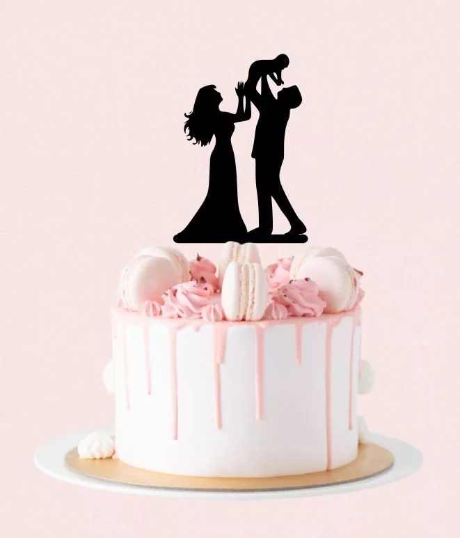 Cake Topper Nunta/Botez Miri cu copil - imagine 3