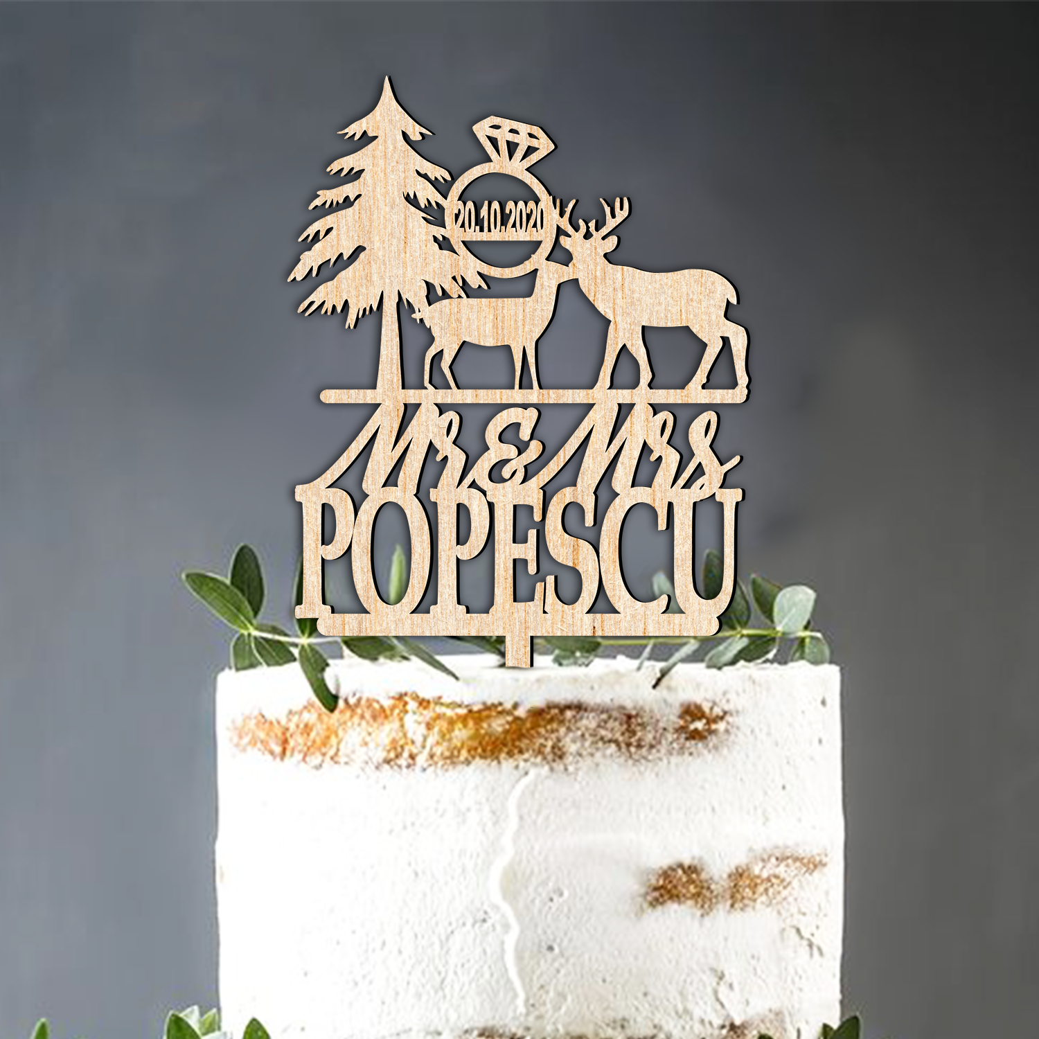 Cake Topper Nunta Cerb Caprioare