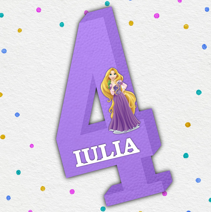 Cifre aniversare polistiren 1-9 Rapunzel