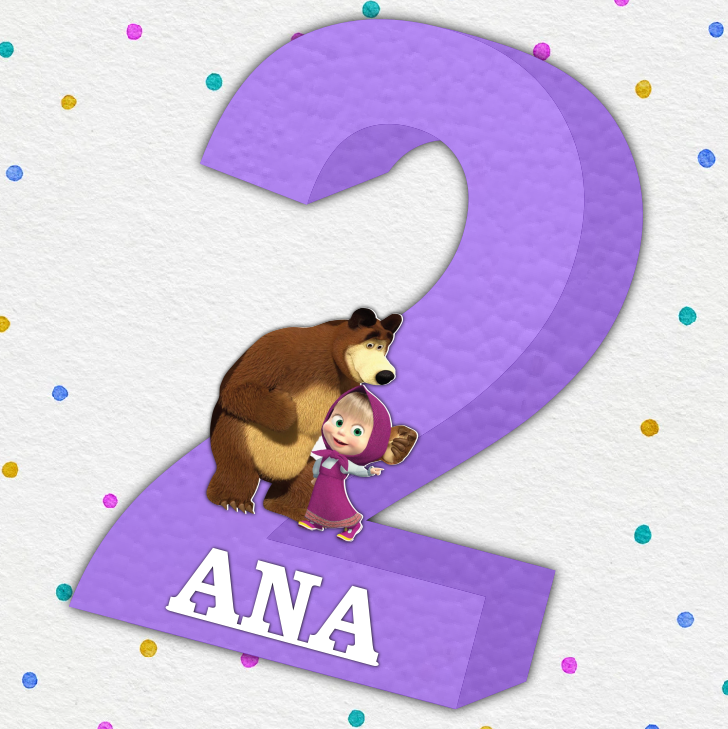 Cifre aniversare polistiren 1-9 Masha si ursul