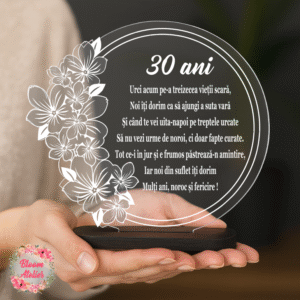 Alternative view of Placuta Trofeu model floral, Cadou aniversare 30 ani