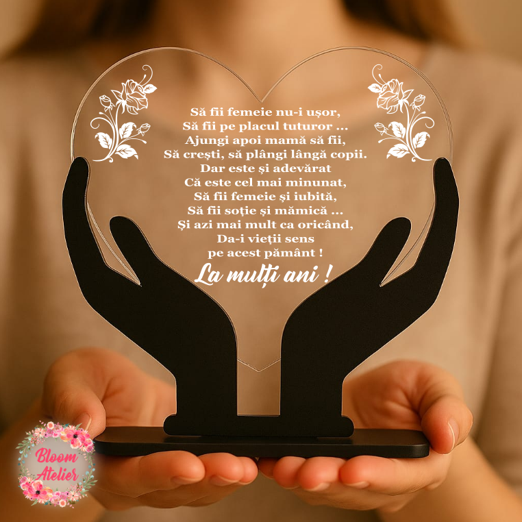 Placuta Trofeu Inima Personalizat, Cadou pentru Sotie/ Mama/ Bunica