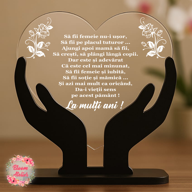 Placuta Trofeu Inima Personalizat, Cadou pentru Sotie/ Mama/ Bunica - imagine 3