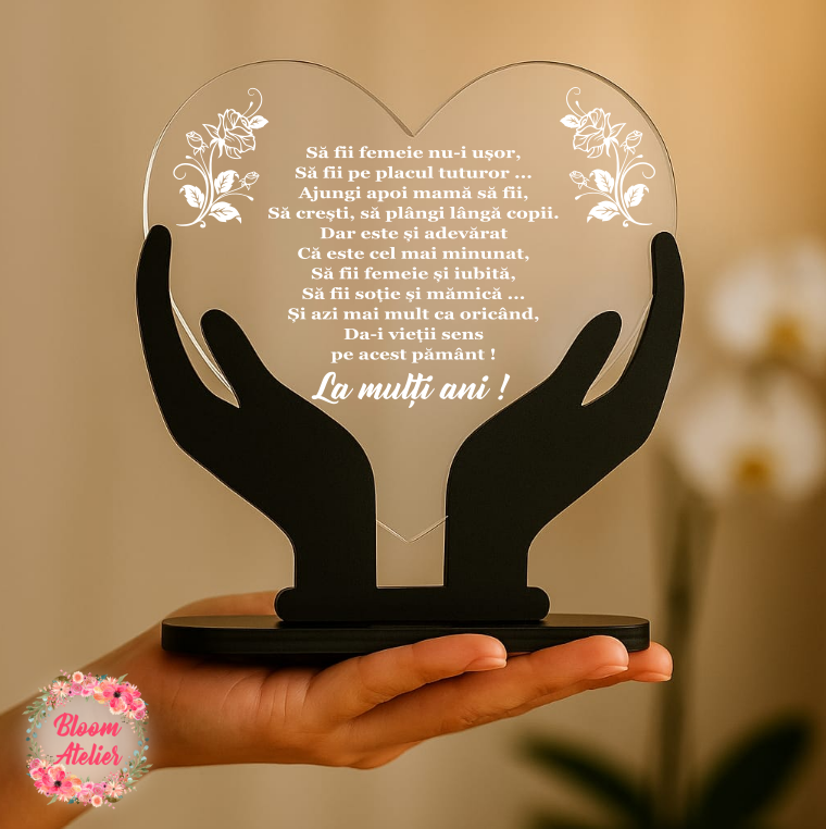 Placuta Trofeu Inima Personalizat, Cadou pentru Sotie/ Mama/ Bunica - imagine 2