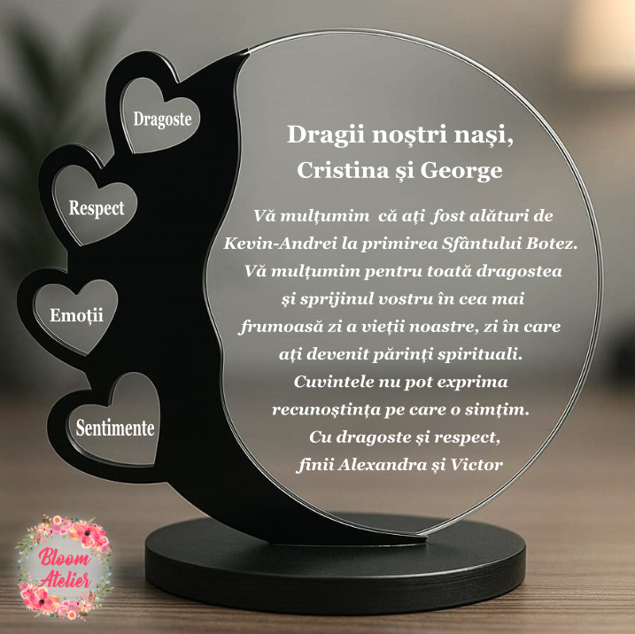 Placuta Trofeu Personalizat, Cadou pentru nasii de botez