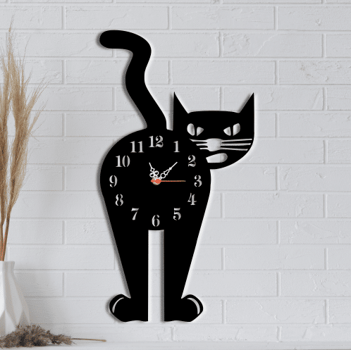 Ceas de perete personalizat, Pisica