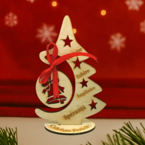 Bradut lemn cu glob detasabil - Decoratiune Craciun