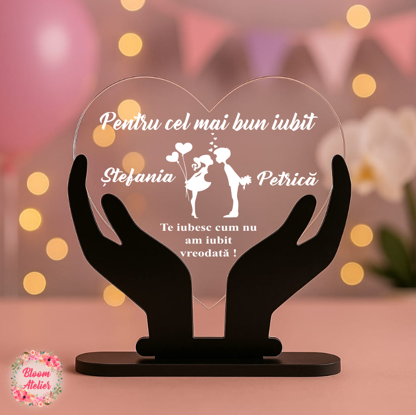 Placuta Trofeu Inima, Cadou Personalizat Iubit/ Iubita, Cadou Valentine's/ Dragobete - imagine 2