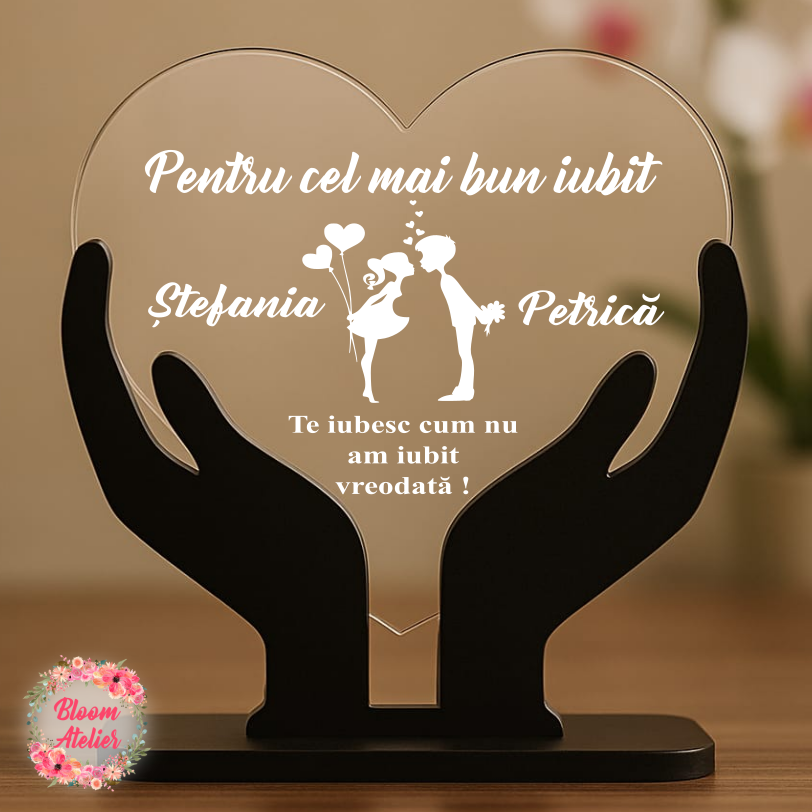 Placuta Trofeu Inima, Cadou Personalizat Iubit/ Iubita, Cadou Valentine's/ Dragobete - imagine 3