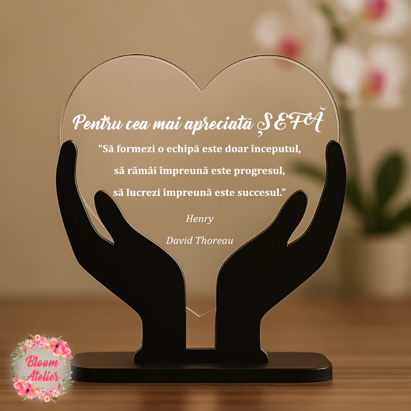 Placuta Trofeu Inima, Cadou Personalizat Sef/ Sefa - imagine 2
