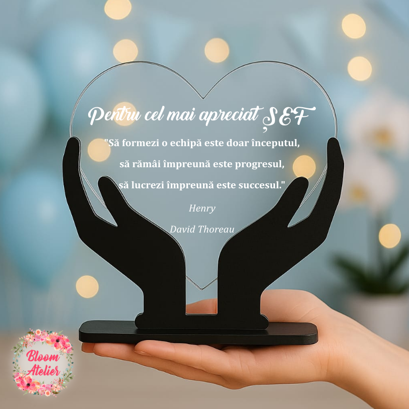 Placuta Trofeu Inima, Cadou Personalizat Sef/ Sefa - imagine 3