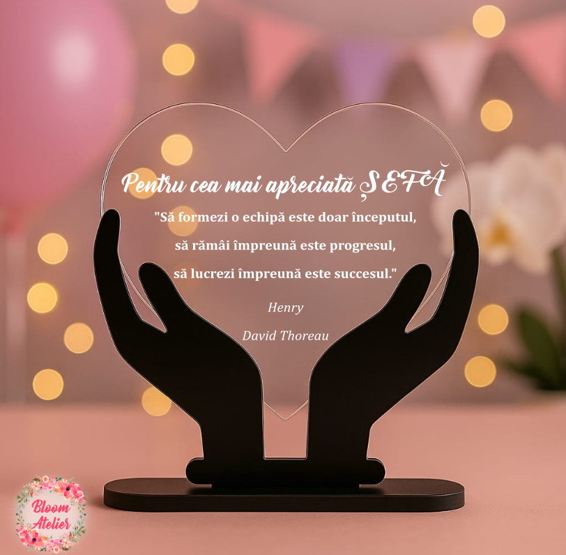 Placuta Trofeu Inima, Cadou Personalizat Sef/ Sefa - imagine 4