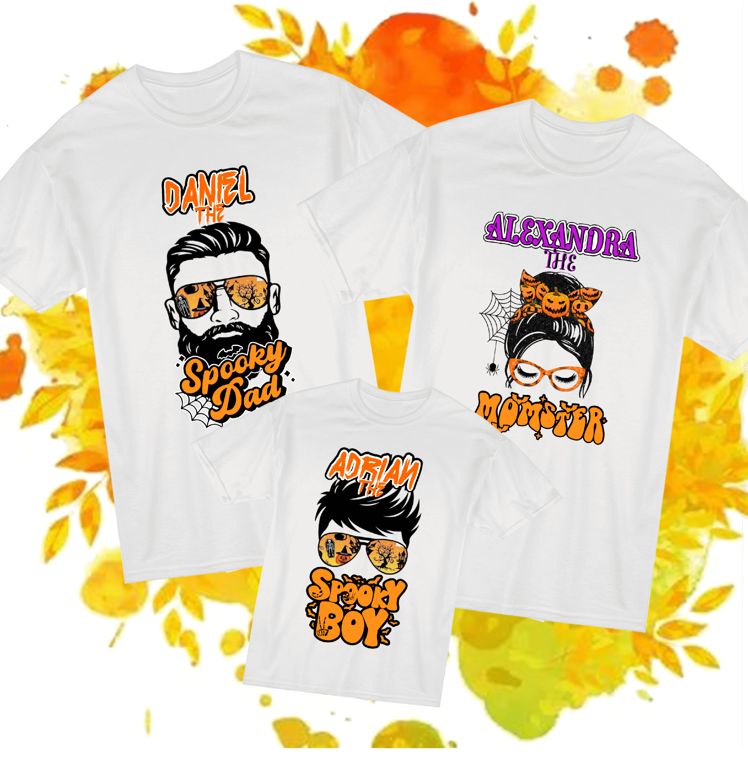 Set tricouri personalizate Familie Halloween, 2 Tricouri Adulti + Tricou Copil - imagine 2