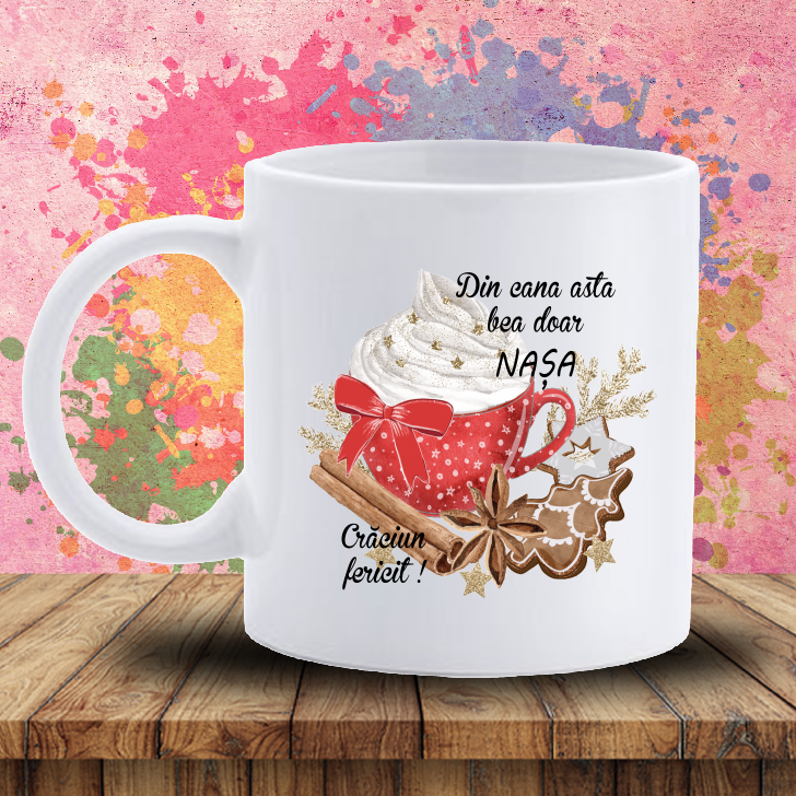 Cana mesaj/urare, Cadou Craciun Nasa, Mama, Bunica, Fina, Sefa, etc - imagine 5