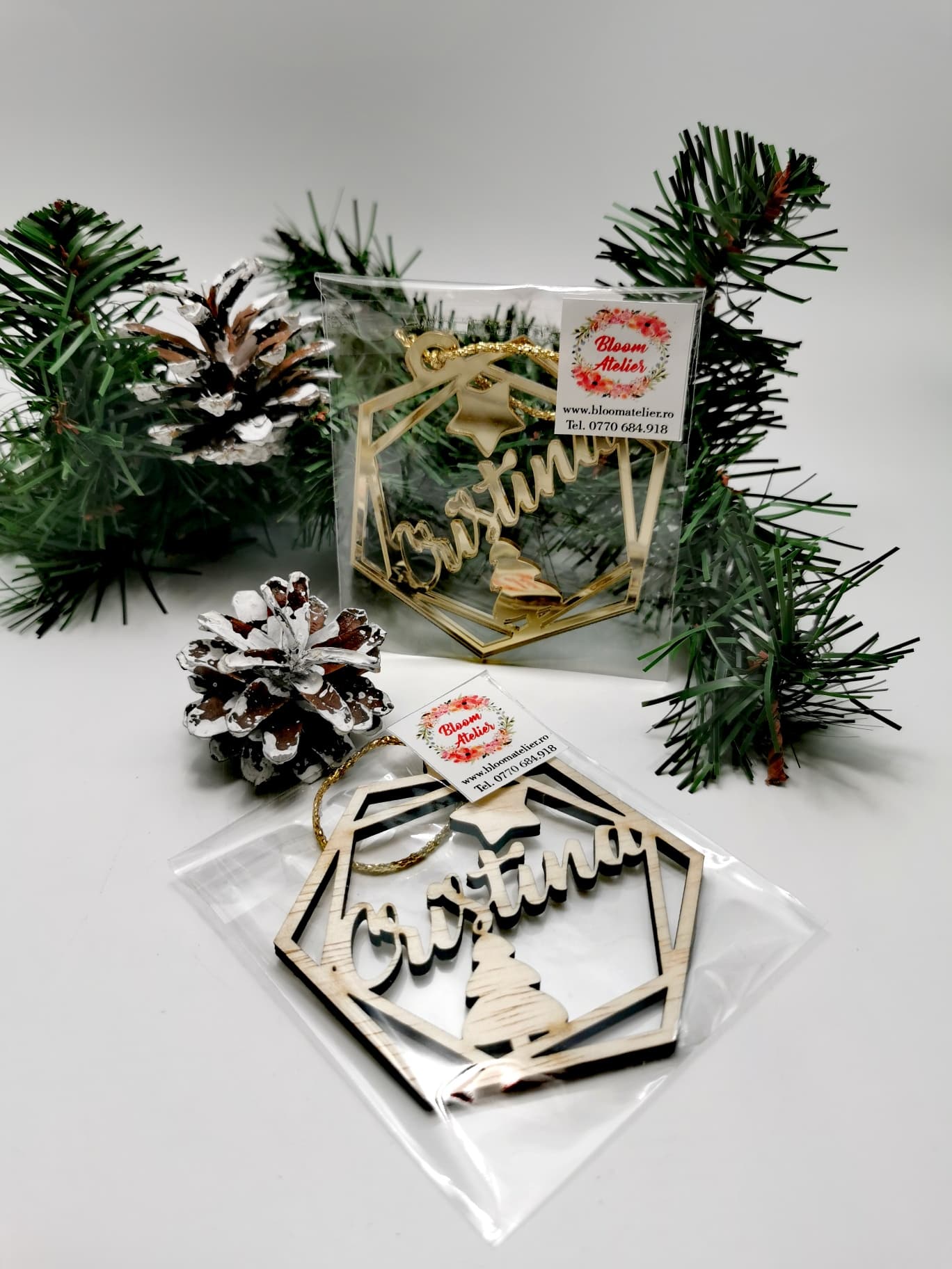 Glob lemn personalizat nume, Model Brad - imagine 3