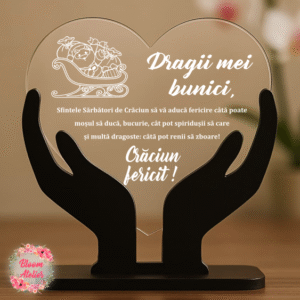 Alternative view of Placuta Trofeu model inima, Cadou Craciun Bunici