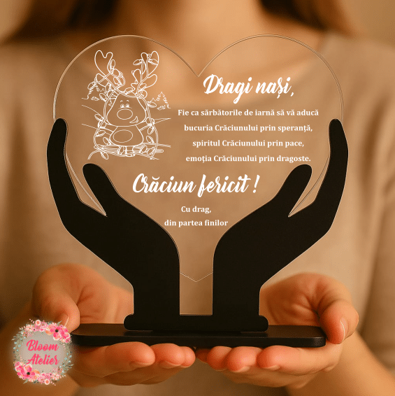 Placuta Trofeu model inima, Cadou Craciun Nasi