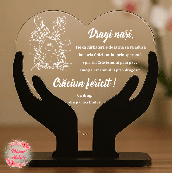 Placuta Trofeu model inima, Cadou Craciun Nasi - imagine 2