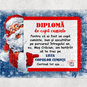 Puzzle Diploma copil cuminte, Cadou Craciun