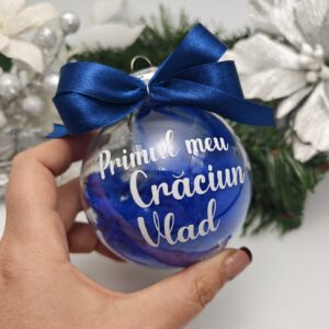 Glob Personalizat Primul meu Craciun, Albastru Regal