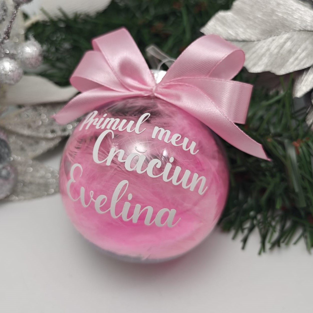 Glob Personalizat Primul meu Craciun, Roz - imagine 2