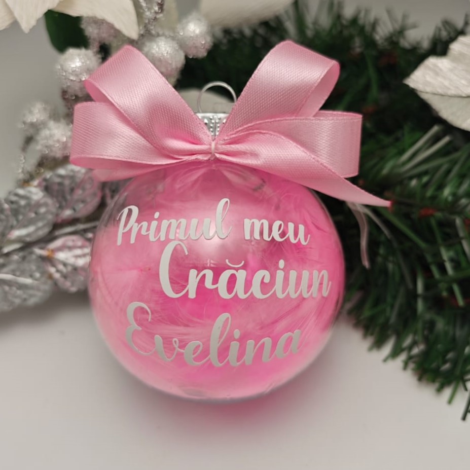 Glob Personalizat Primul meu Craciun, Roz - imagine 4