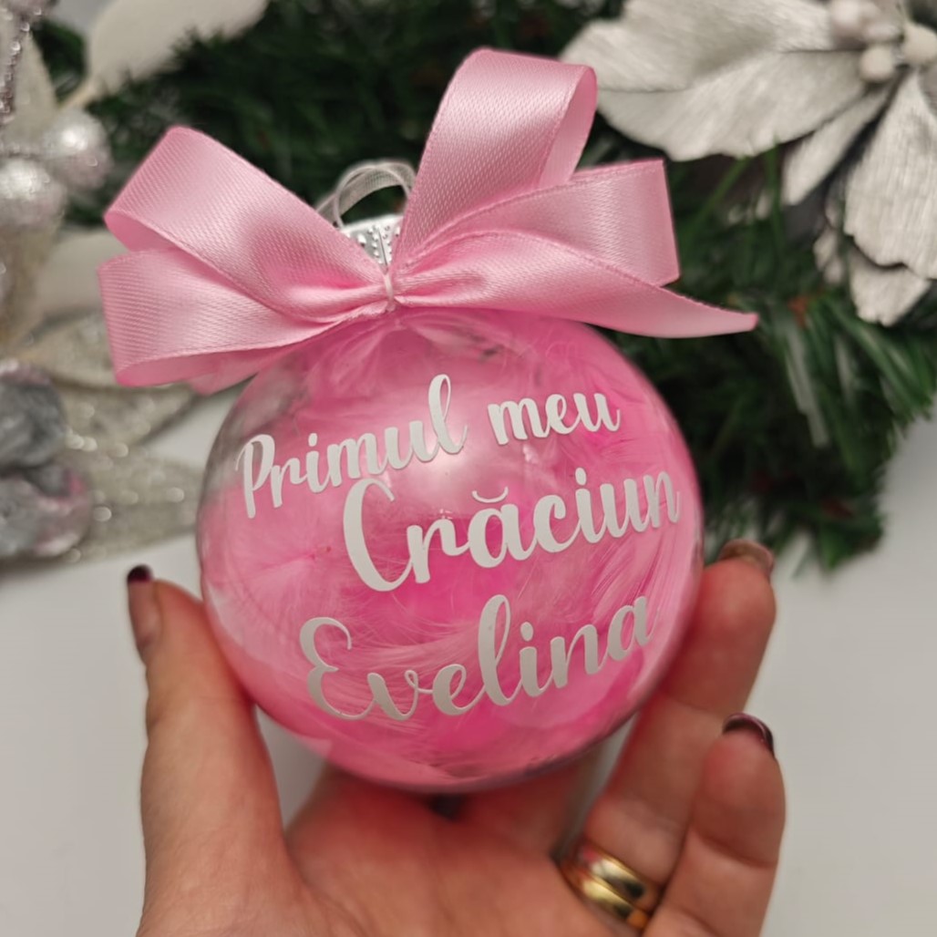 Glob Personalizat Primul meu Craciun, Roz - imagine 3