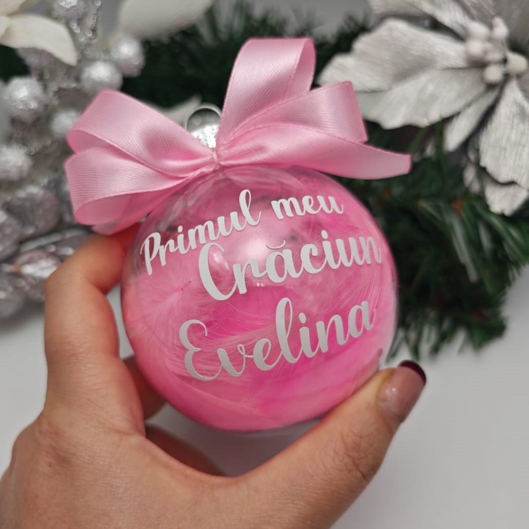 Glob Personalizat Primul meu Craciun, Roz