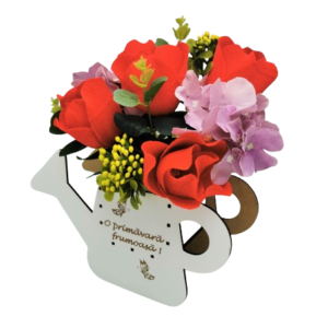 Aranjament floral stropitoare, Cadou 1-8 Martie, Flori din hartie, Lalele rosii