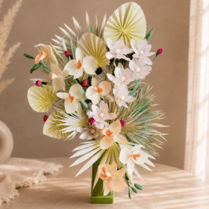 Aranjament floral vas ceramic Orhidee Frunze Palmier