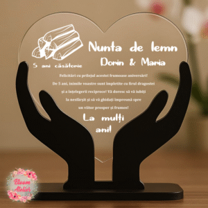 Placuta Trofeu Aniversare 5 ani Casatorie, Nunta de lemn