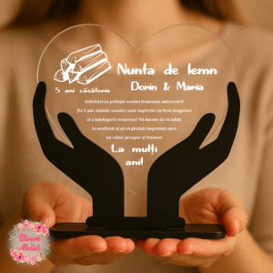 Alternative view of Placuta Trofeu Aniversare 5 ani Casatorie, Nunta de lemn