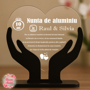 Placuta Trofeu Aniversare 10 ani Casatorie, Nunta de aluminiu