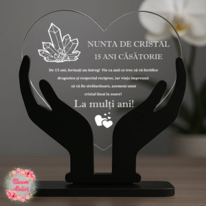 Placuta Trofeu Aniversare 15 ani Casatorie, Nunta de cristal
