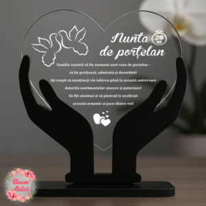 Placuta Trofeu Aniversare 20 ani Casatorie, Nunta de portelan