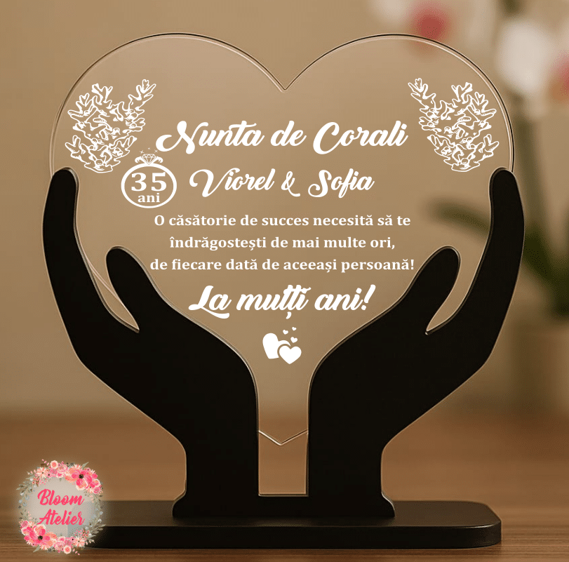 Placuta Trofeu Aniversare 35 ani Casatorie, Nunta de corali