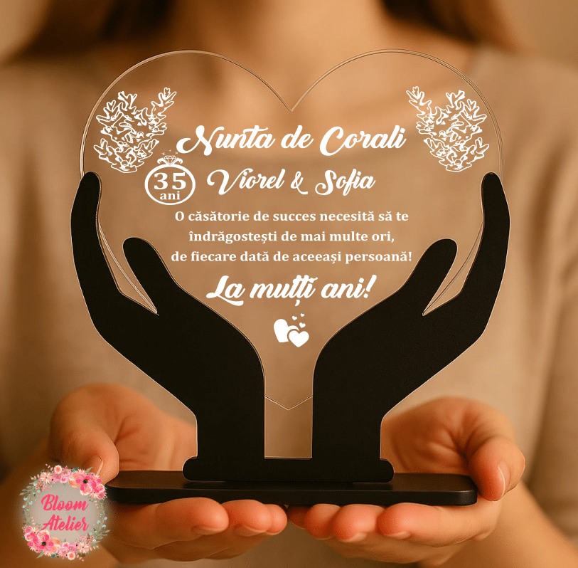 Placuta Trofeu Aniversare 35 ani Casatorie, Nunta de corali - imagine 3