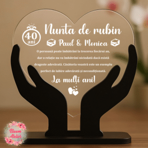 Placuta Trofeu Aniversare 40 ani Casatorie, Nunta de rubin