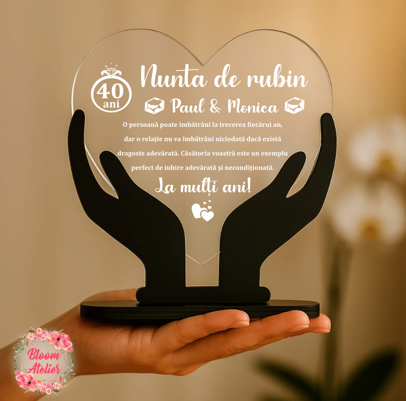 Placuta Trofeu Aniversare 40 ani Casatorie, Nunta de rubin - imagine 2